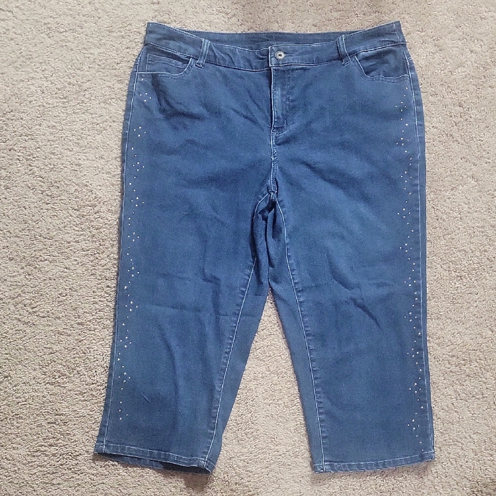 CJ Banks Dark Blue Denim Capris
